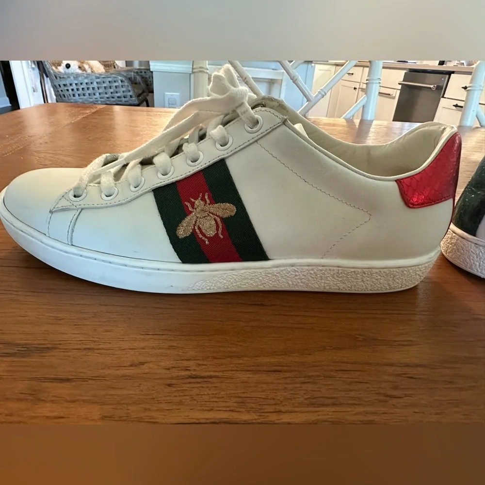 Gucci Women’s Sneakers Ace Trainer With Bee Size 37.5 - Picture 9 of 11